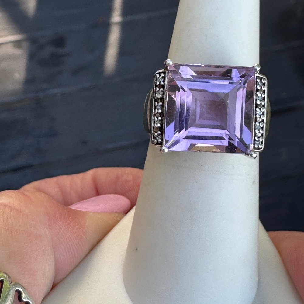 925 Square Cut Amethyst Ring - image 2
